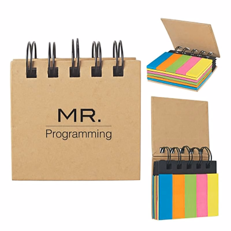 Spiral Book With Sticky Notes And Flags