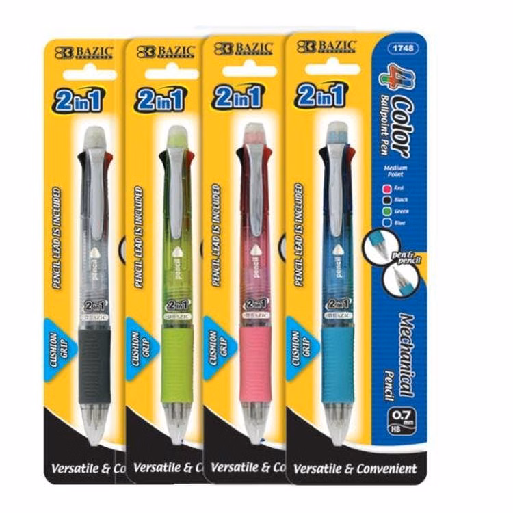 2-In-1 Mechanical Pencil & 4-Color Pen w/ Grip