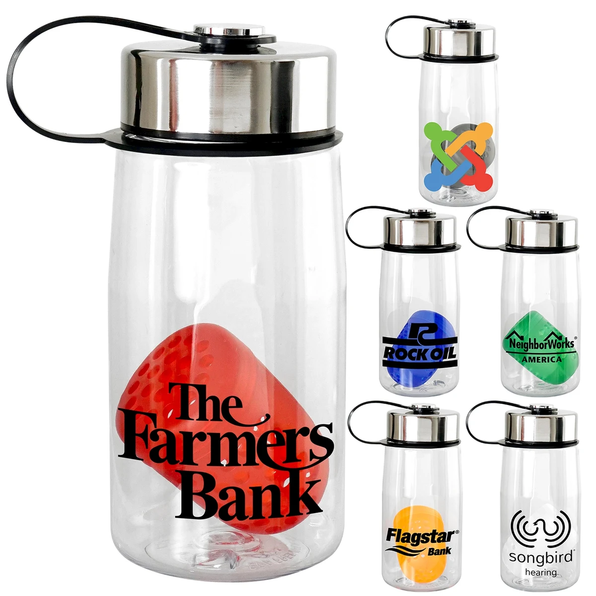 Metal Lanyard Lid 18 oz. Recycled Bottle with Floating Infus 1