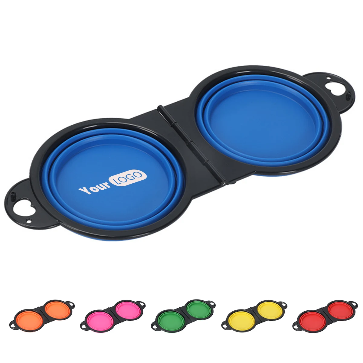 Silicone Portable Outdoor Pet Folding Double Bowl 1