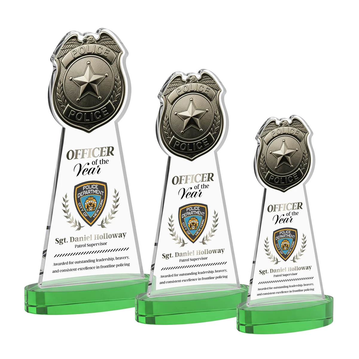 Police Badge VividPrint™ Award on Alberton Base - Green 1