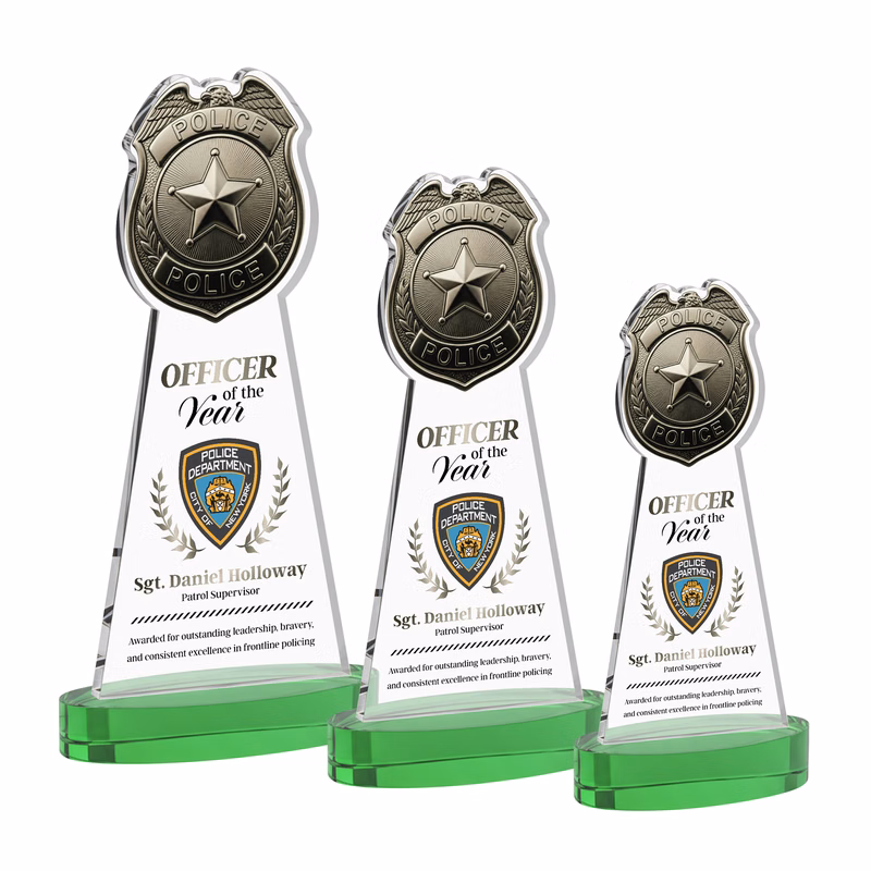 Police Badge VividPrint™ Award on Alberton Base - Green