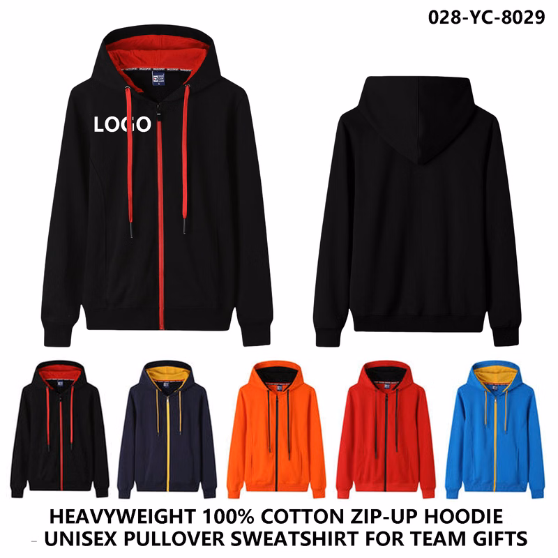 Personalized Logo Lightweight Cotton Zip Hoodie -Jacket?CColor Block
