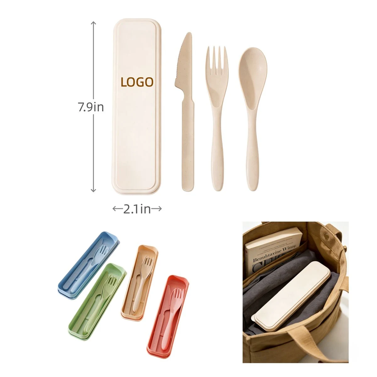 Customizable Wheat Straw Cutlery Sets 1