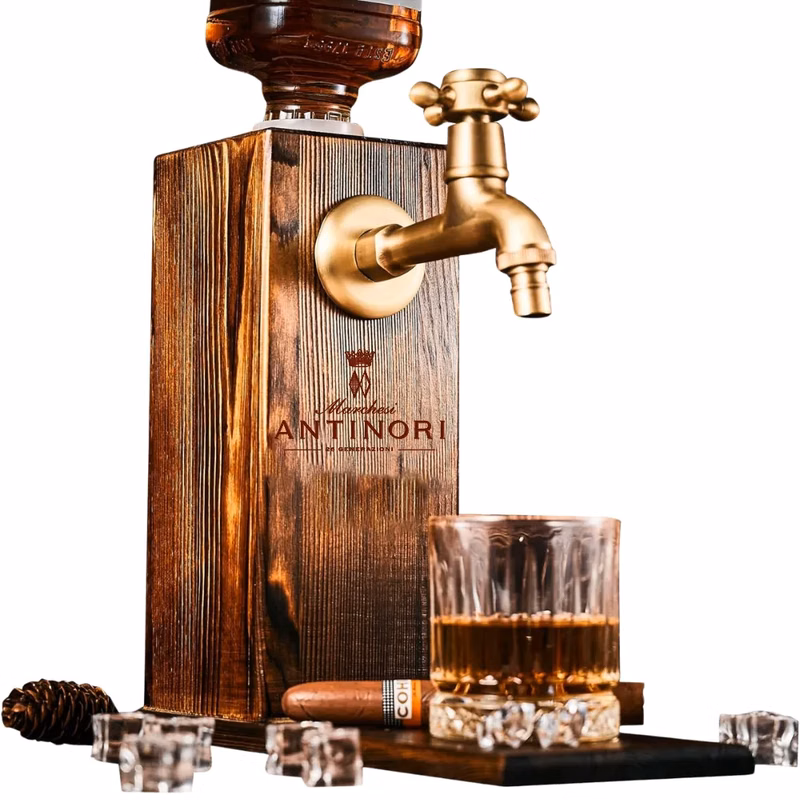 Wooden Whiskey Pourer with Brass Tap