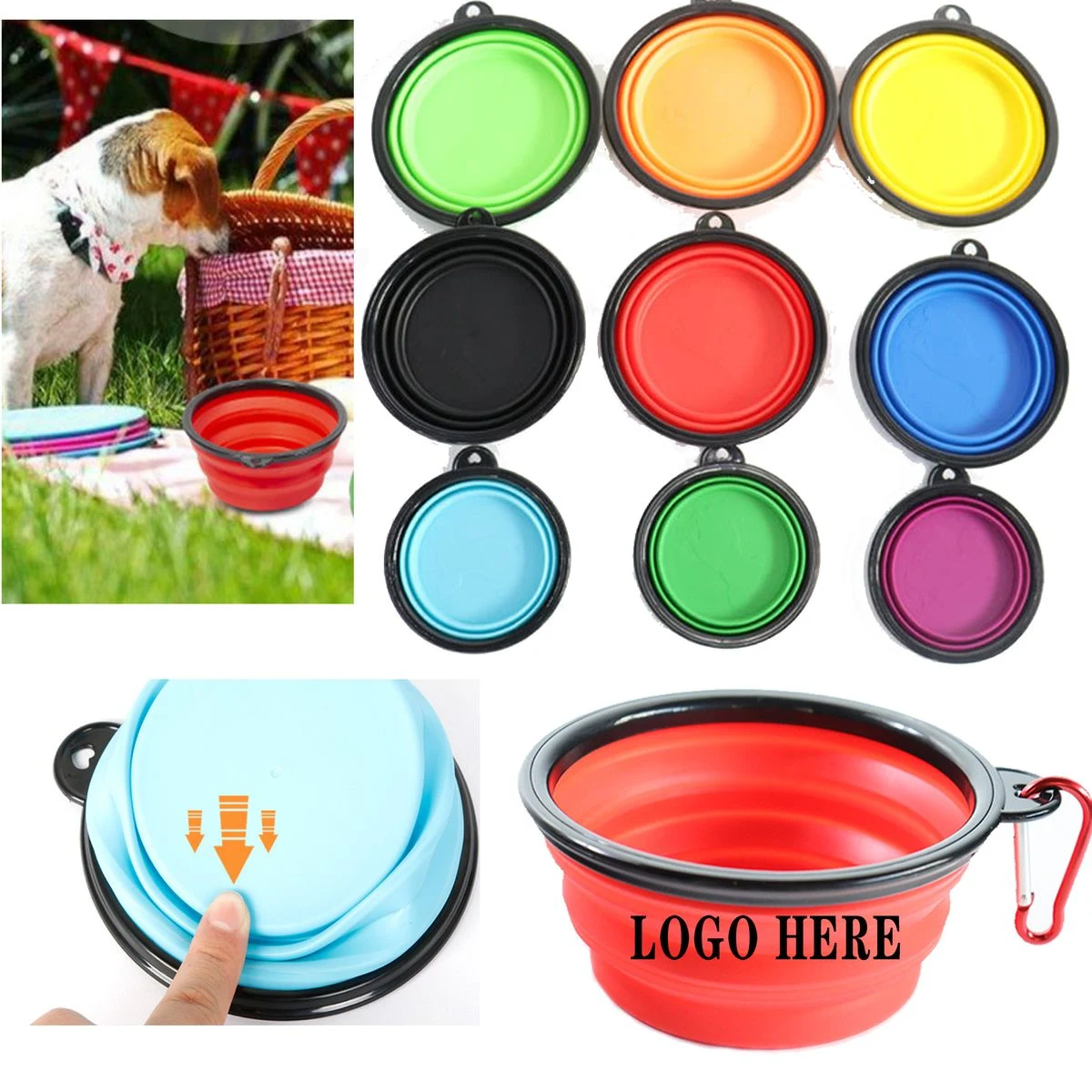 Lid & Hook Folding Pet Water Bowl 1