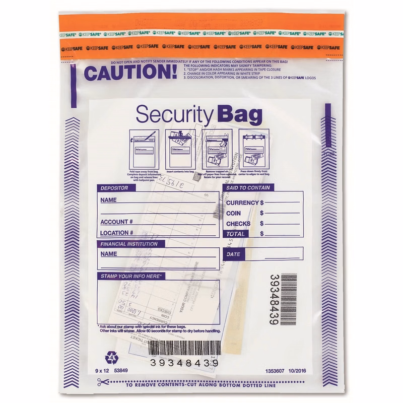 Single Pocket Deposit Bag, Clear, 9 x 12"