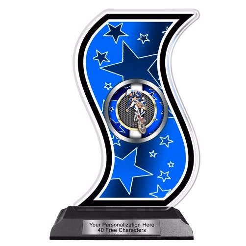 Acrylic Trophy: 6" Curve Shape, Superstar Series,