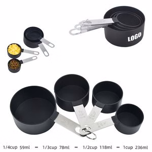 4 In 1 Measuring Cup With Steel Handle And Engraved Measurement Marks