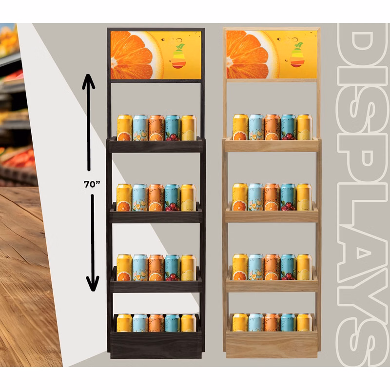 4-Shelf Wood Display Stand