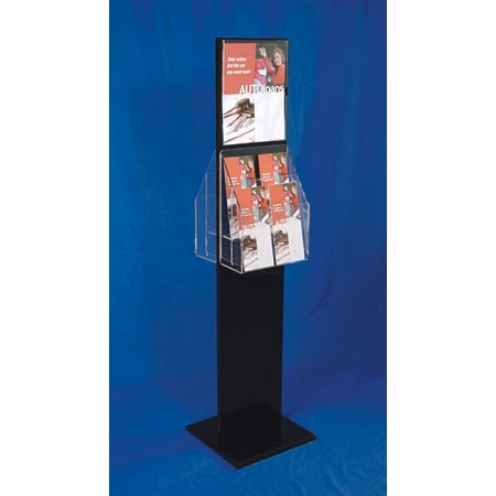 Black Acrylic Floor Literature Display with 8.5x11 Sign Holders