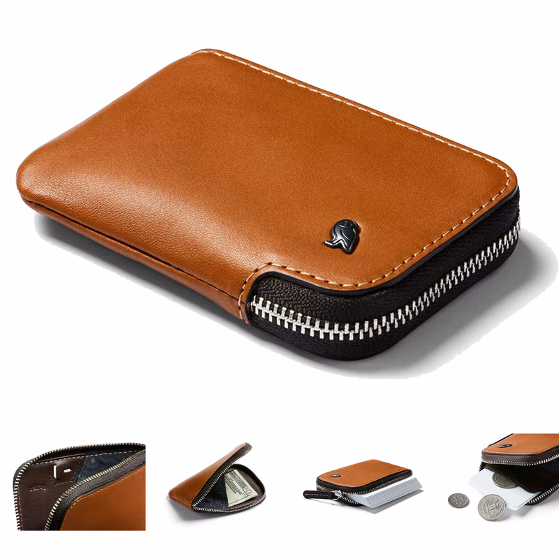 Small Leather Zipper Card Holder Wallet