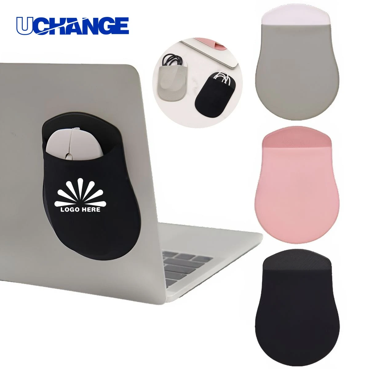Reusable Stick On Mouse Pouch for Laptop and Desk 1