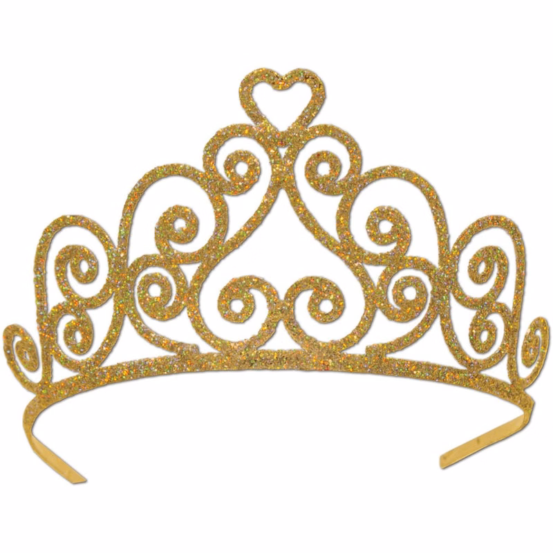Glittered Metal Tiaras - Gold 2 Combs