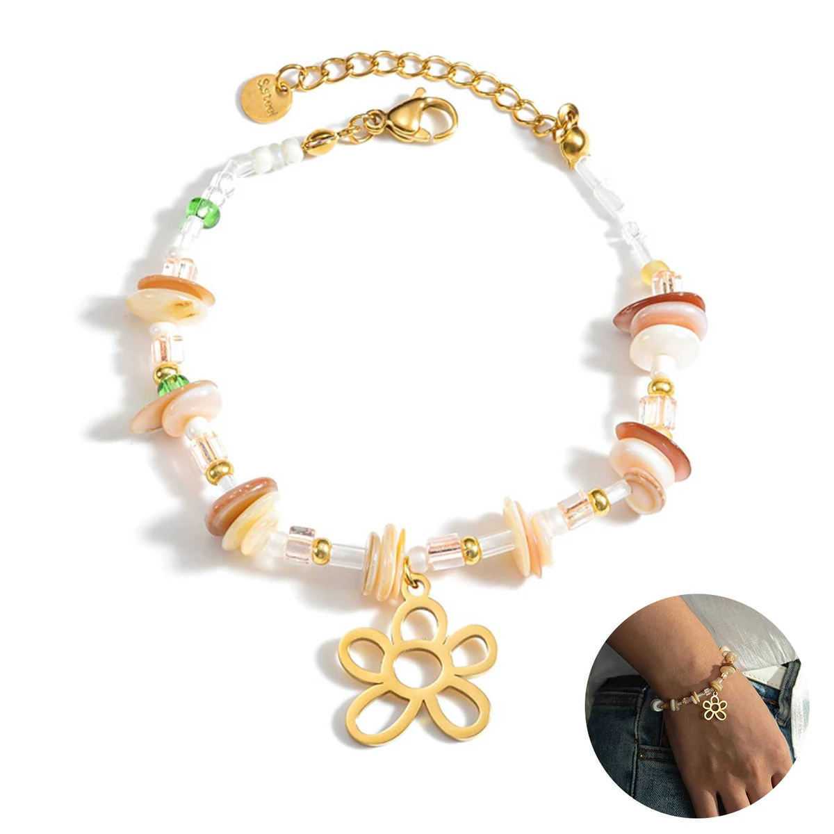 Steel Simple irregular crushed stone gilded bracelet 1