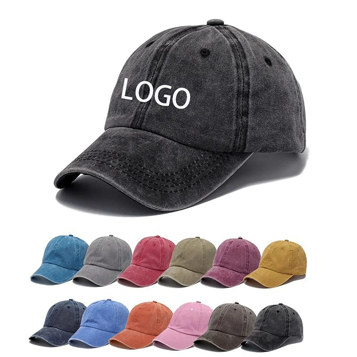 Washed Pigment Dyed Cotton Dad Baseball Cap 1