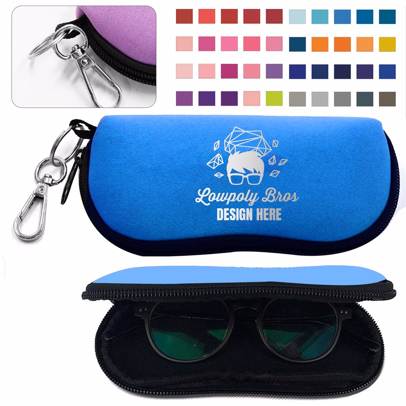 Soft Neoprene Eyewear Case with Carabiner Clip
