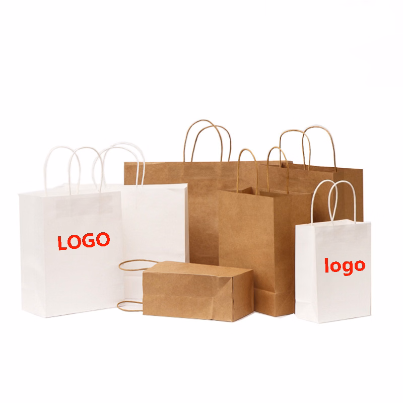 Natural/White Kraft Paper Shopper Tote Bag (Gusset 5 1/8")