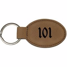 Dark Brown Oval Faux Leather Keychain