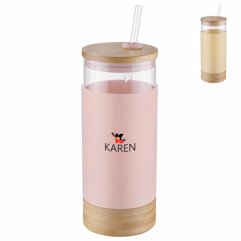 12Oz Glass Tumbler With Straw And Lid
