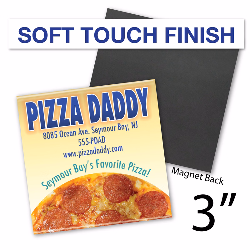 Soft Touch Square Button - 3" x 3" - Magnet Backing