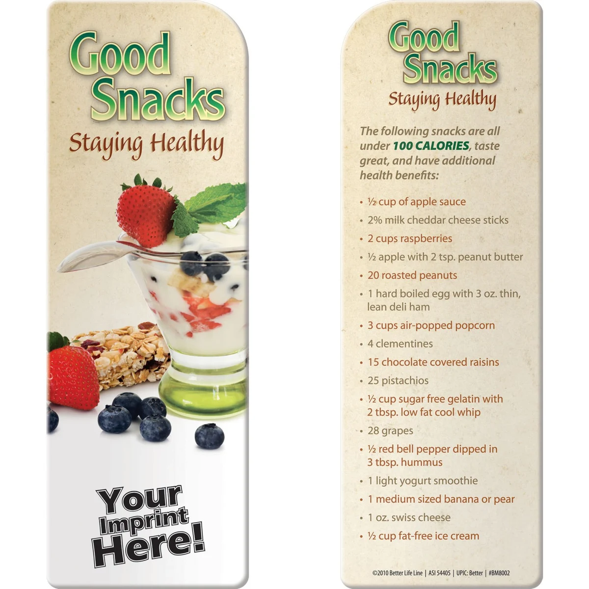 Bookmark - Good Snacks: Staying Healthy 1