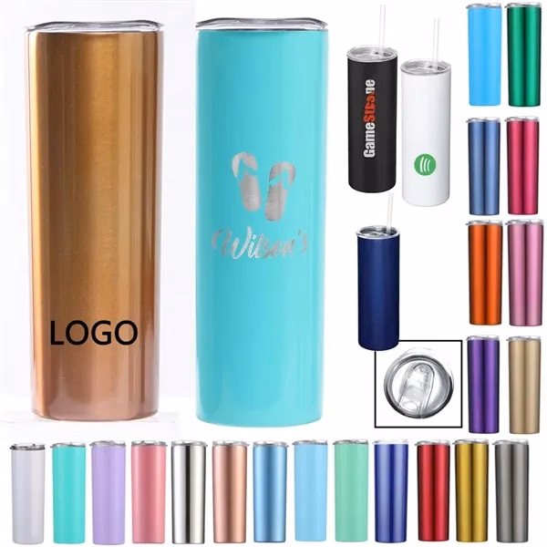 20oz Stainless Steel Vacuum slim skinny Tumbler for Commutes, Fitness and Travel