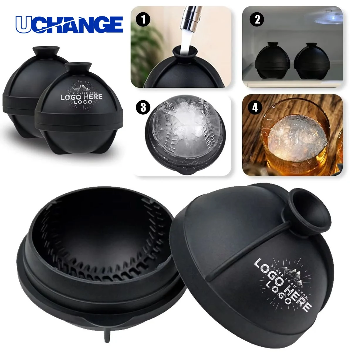 2.5 Inch Baseball Ice Ball Cube Mold Tray for Beverages 1