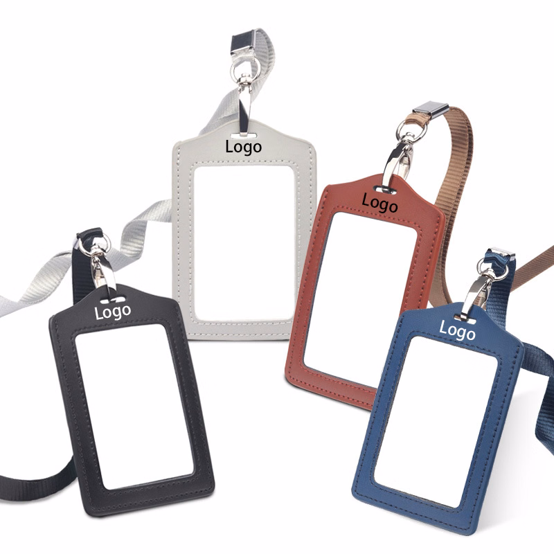 Vertical PU Leather ID Badge Holder