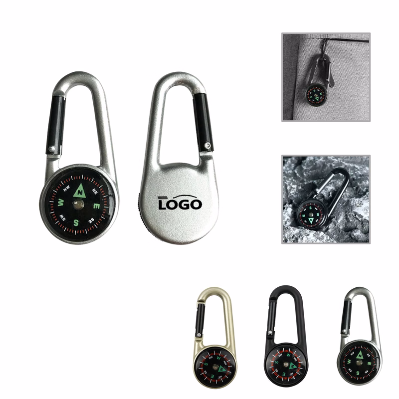MOQ100 Outdoor Carabiner Compass Keychain