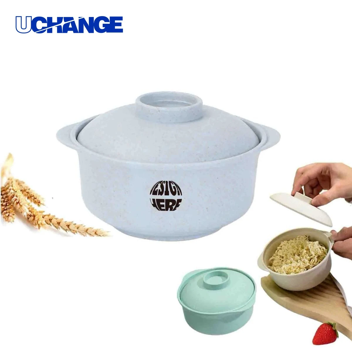 Eco Friendly Wheat Straw Bowl with Lid 1