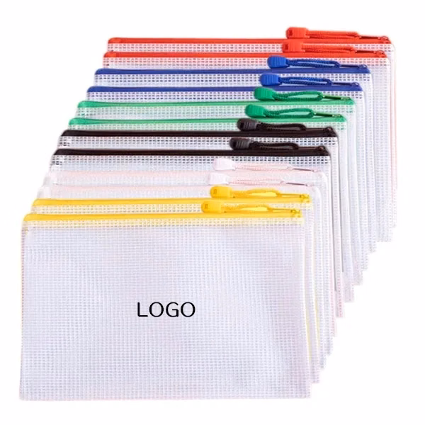 Mesh Zipper Pouch Bag Set with Transparent Organizers