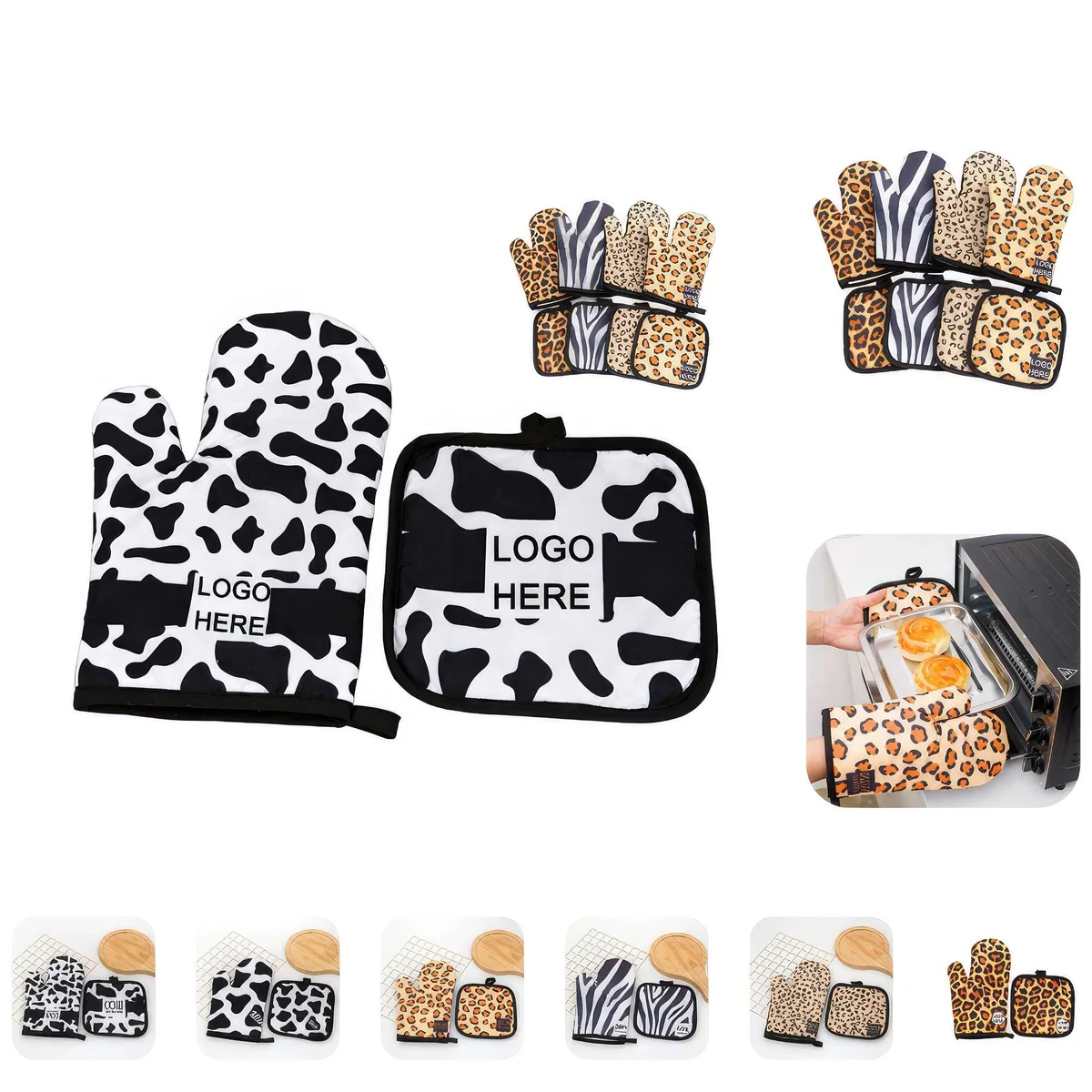 Custom Gift Baking Oven Mitt & Pot Holder 2pcs Pastry Set 1