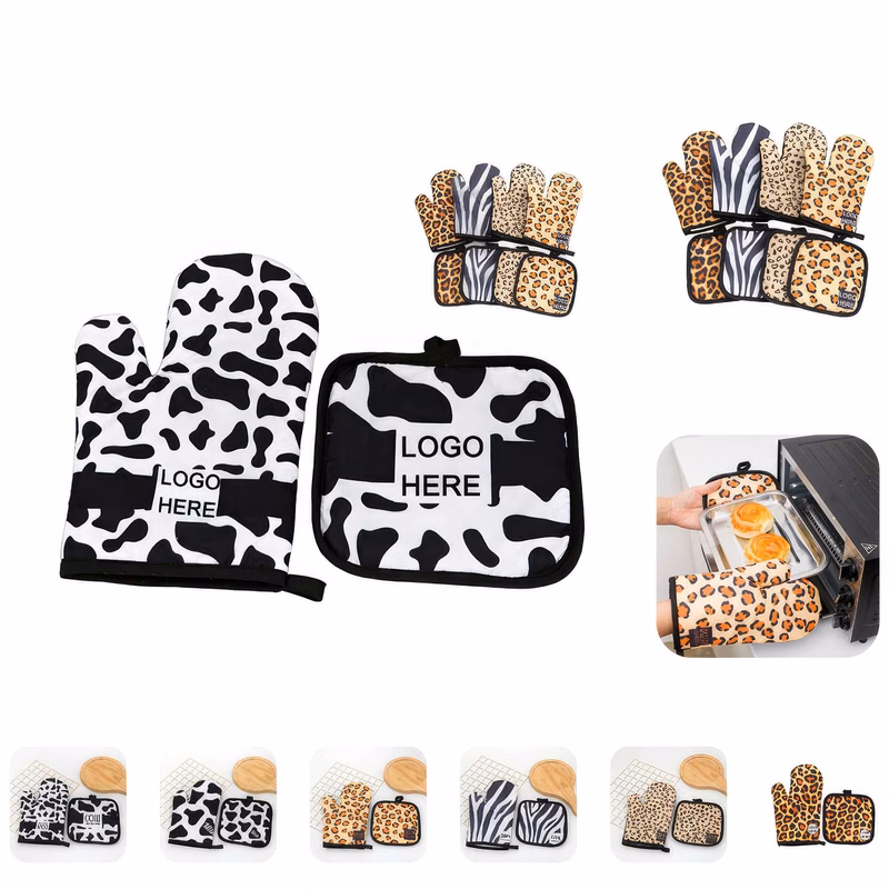 Custom Gift Baking Oven Mitt & Pot Holder 2pcs Pastry Set