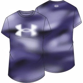 UA Big Logo Printed Static Blue Girls' Short Sleeve