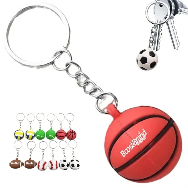 Custom Assorted Sports Ball Keychains — Soccer, Basketball, Football, Tennis 1