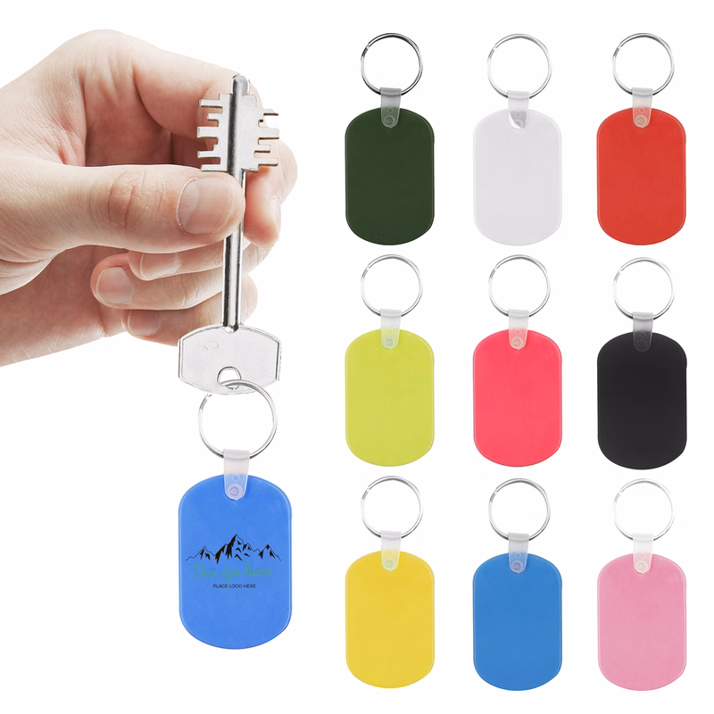 Oval Shaped PVC Keychain Key Tag Ring