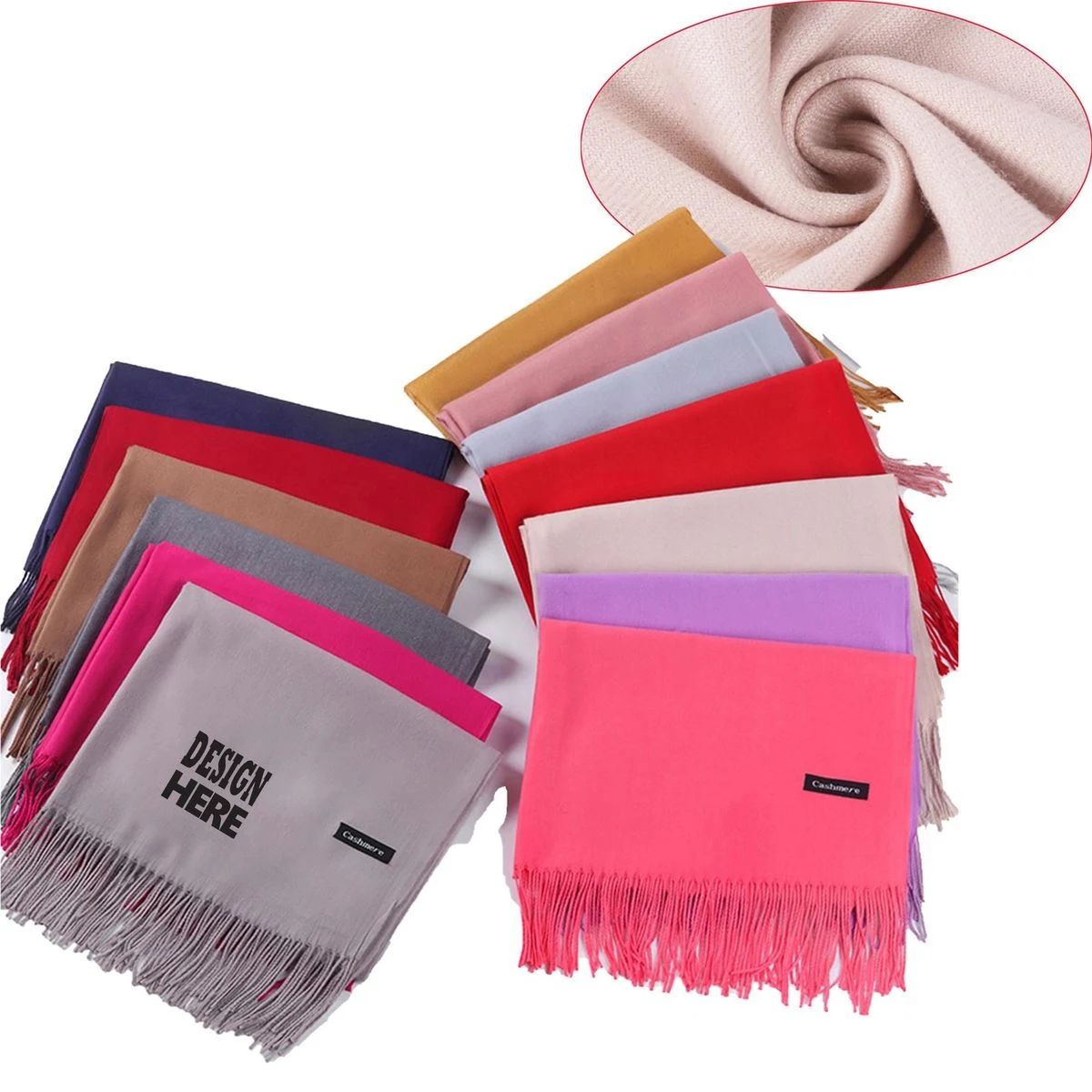 Cashmere Pashmina Woven Scarf With Fringes 1