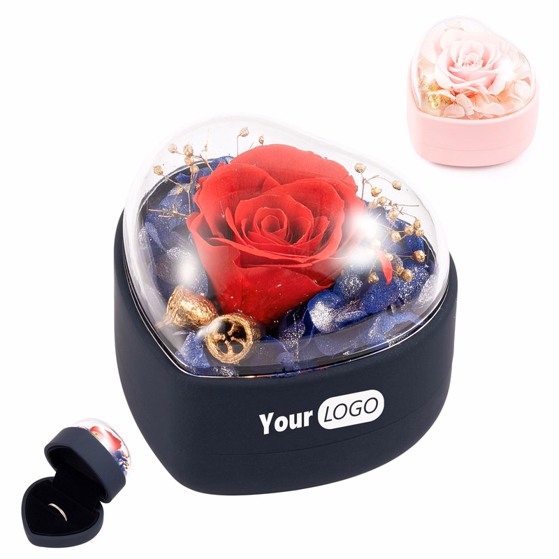 Heart-Shaped Eternal Rose Mini Ring Box