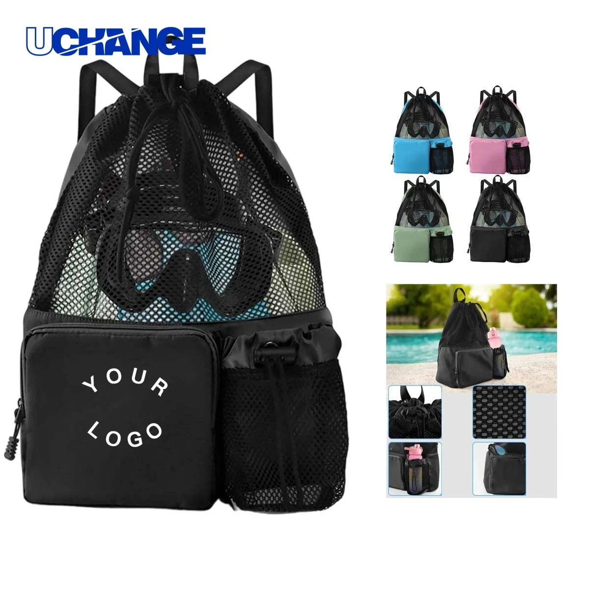 Drawstring Backpack with Wide Shoulder Straps Support 1