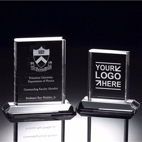 Book Shape Crystal Award on base