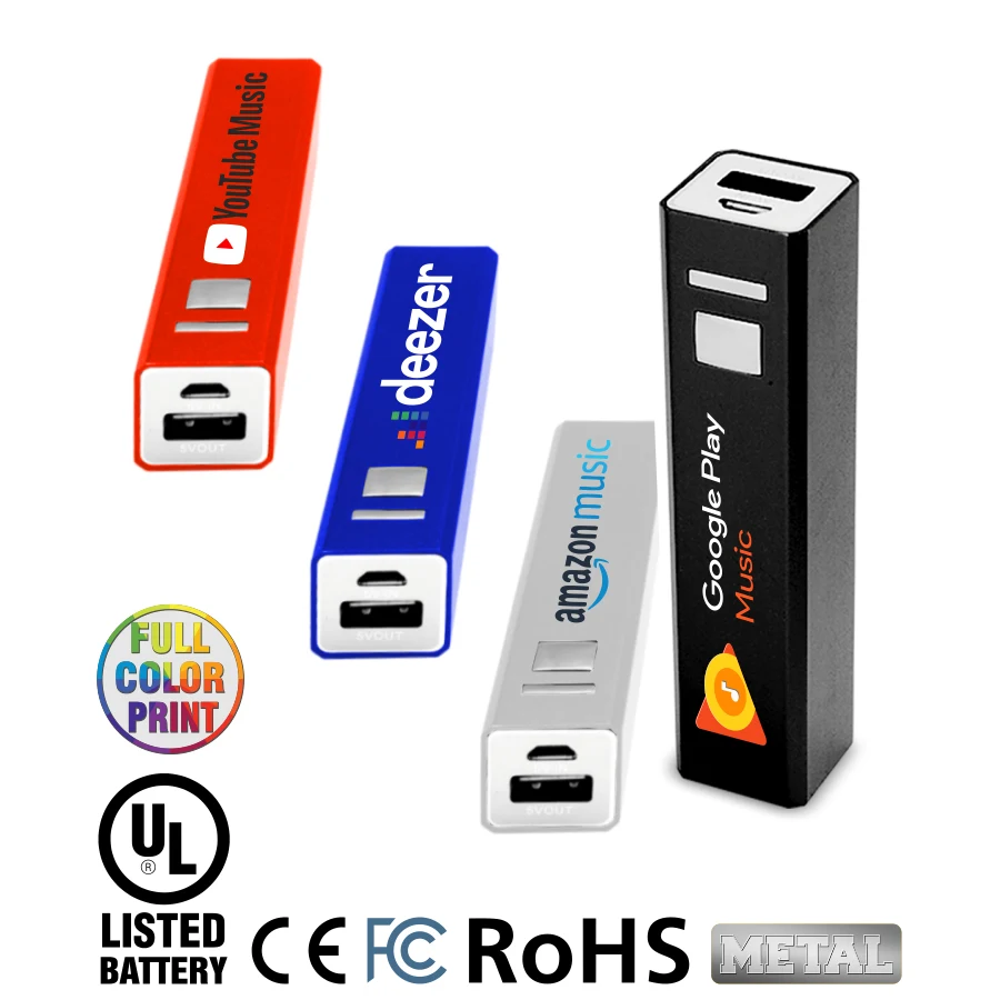 Rectangle USB Rechargeable Power Bank (2200 mAh) - Full Color 1