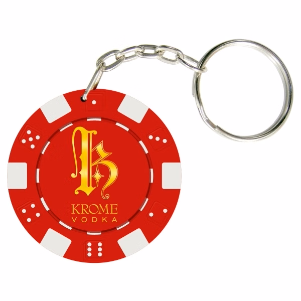 Dice Style Poker Chip Keychain