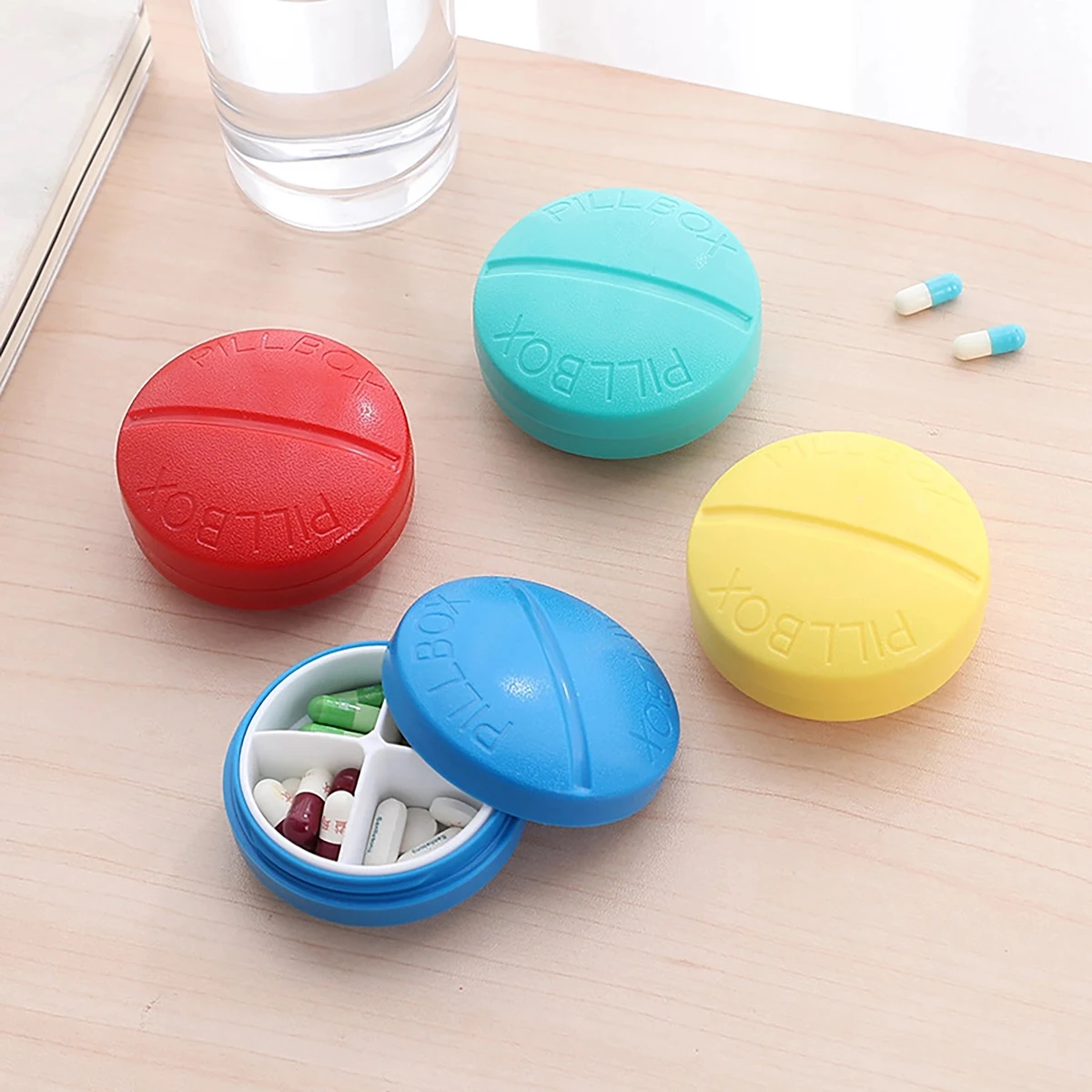 Four Grid Round Pill Box 1