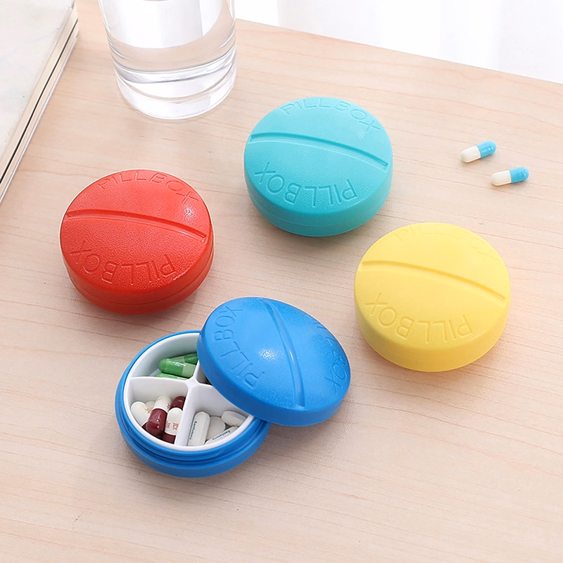 Four Grid Round Pill Box