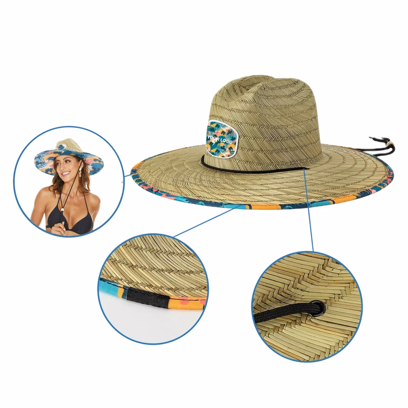 UPF50 Plus Lifeguard Straw Hat with Wide Brim