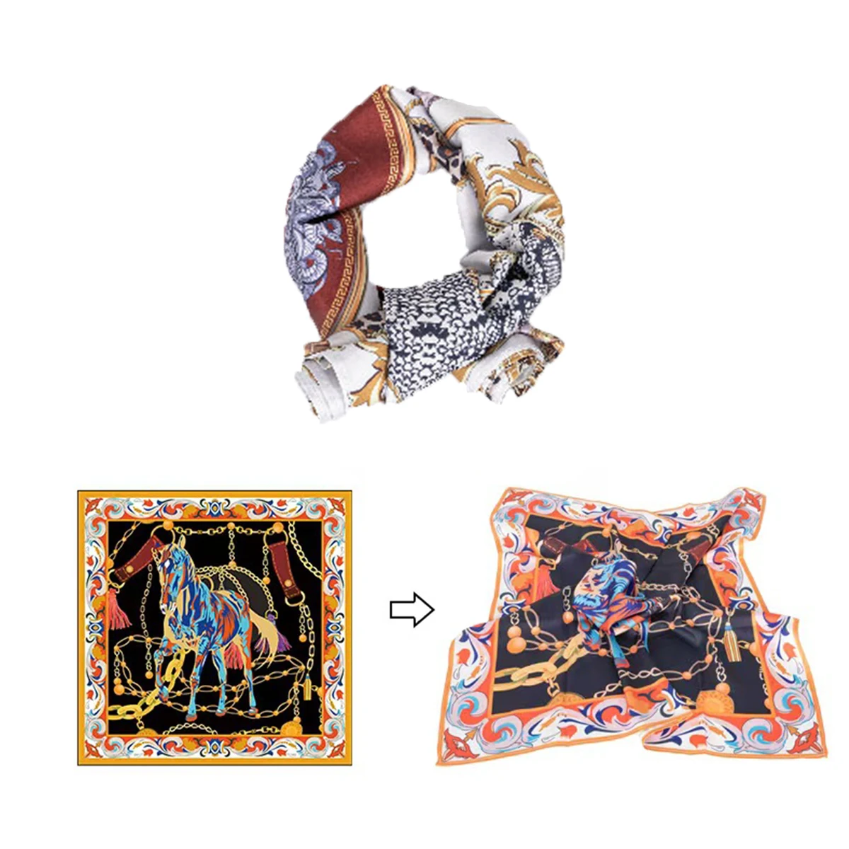 Full-color Silk Scarf in Square Shape 1