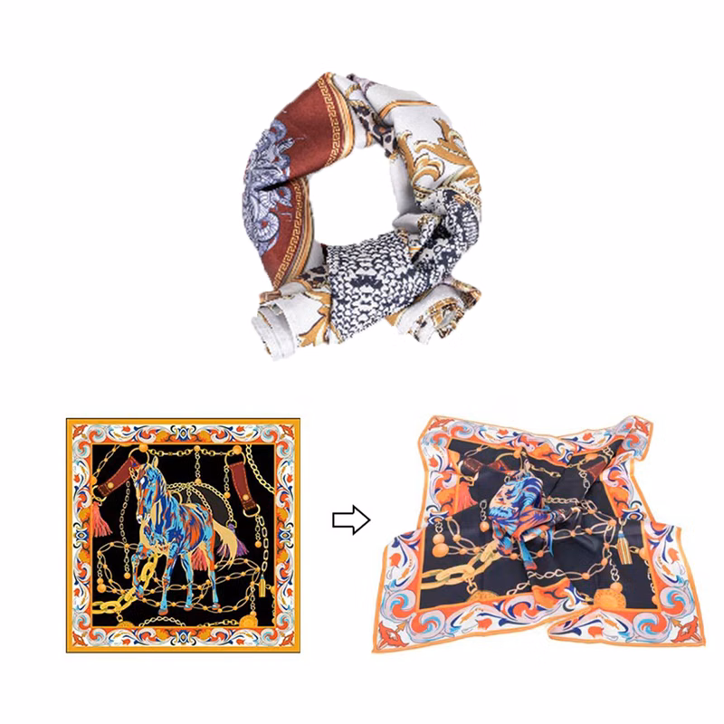 Full-color Silk Scarf in Square Shape