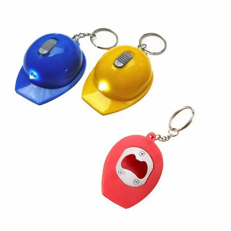 Safety Helmet Bottle Opener LED Keychain 1