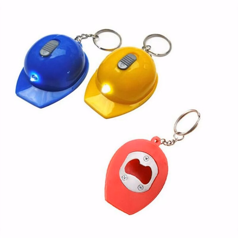 Safety Helmet Bottle Opener LED Keychain